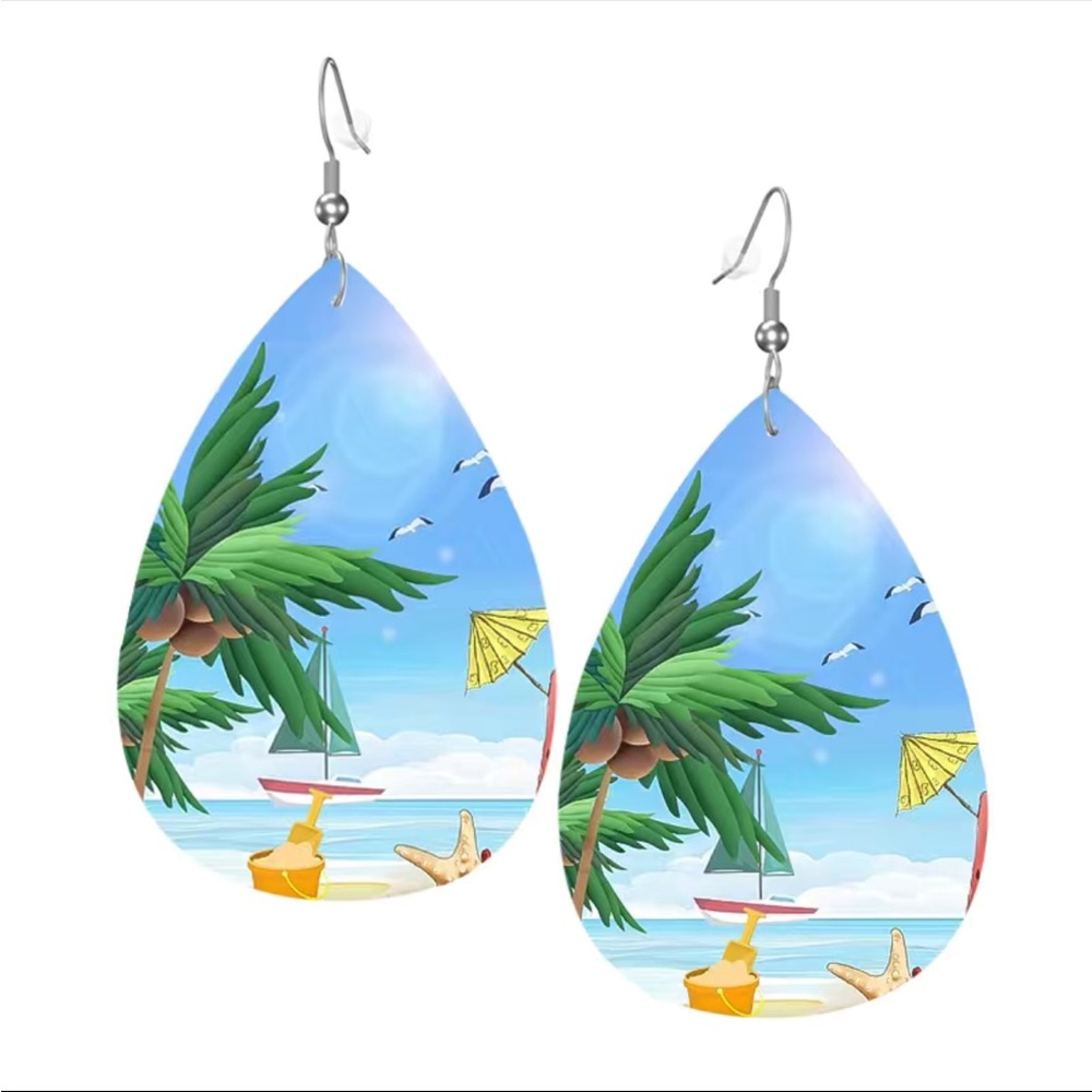 1 pair Hawaii faux leather tear drop shape dangle earrings
Faux fashion jewelry - Picture 5 of 7